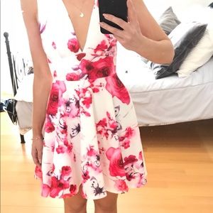 White & floral ,delicate scuba skater dress size 0